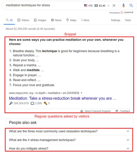 Your content could be featured as a snippet if you use LSI keywords
